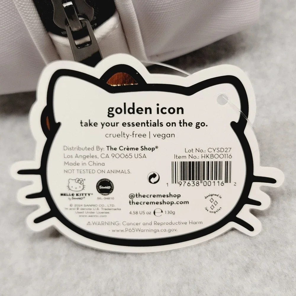 The Crème Shop x Hello Kitty Sanrio Makeup Pouch Golden Sparkle Icon Bow‎ Travel